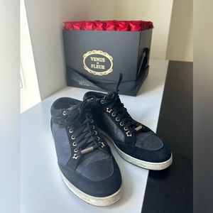 JIMMY CHOO glitter paneled suede sneakers black. Size IT 38 1/2. Good condition